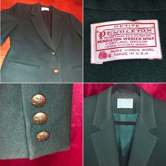 Pendleton Jackets & Blazers - Beautiful Vintage Pendleton Petite Hunter Green Wool Blazer Sz 8